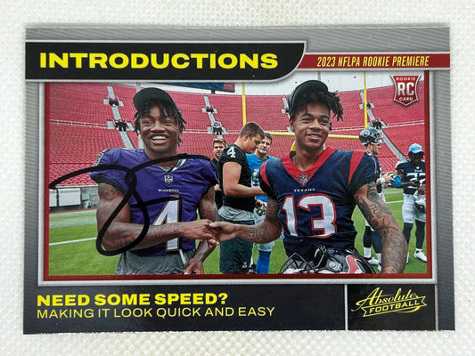 2023 Panini Absolute Introductions Rookie Tank Dell / Zay Flowers Houston Texans Baltimore Ravens Signed Card