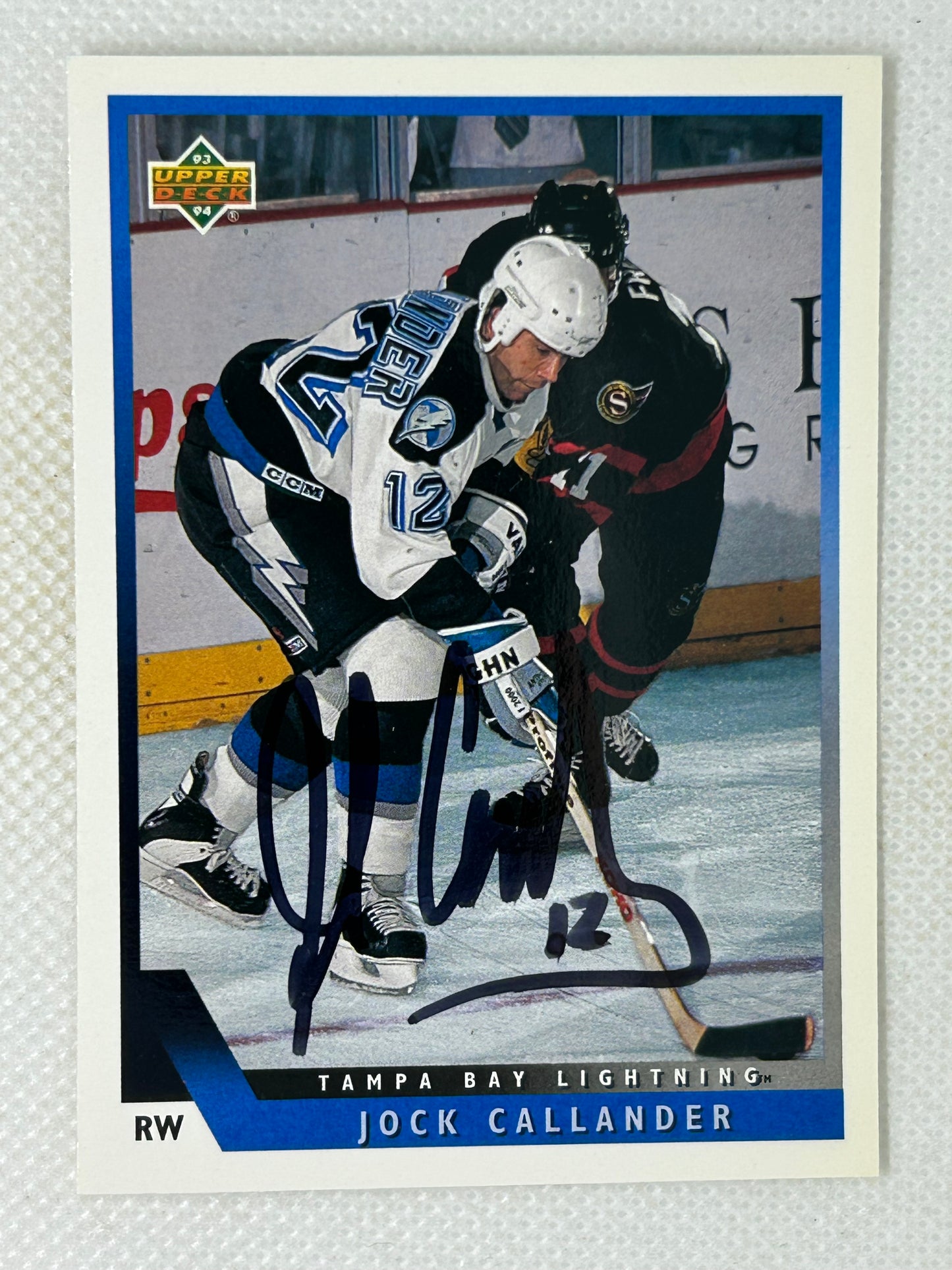 1993-94 Upper Deck Jock Callander #10 Tampa Bay Lightning Signed Card
