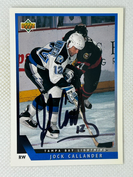 1993-94 Upper Deck Jock Callander #10 Tampa Bay Lightning Signed Card