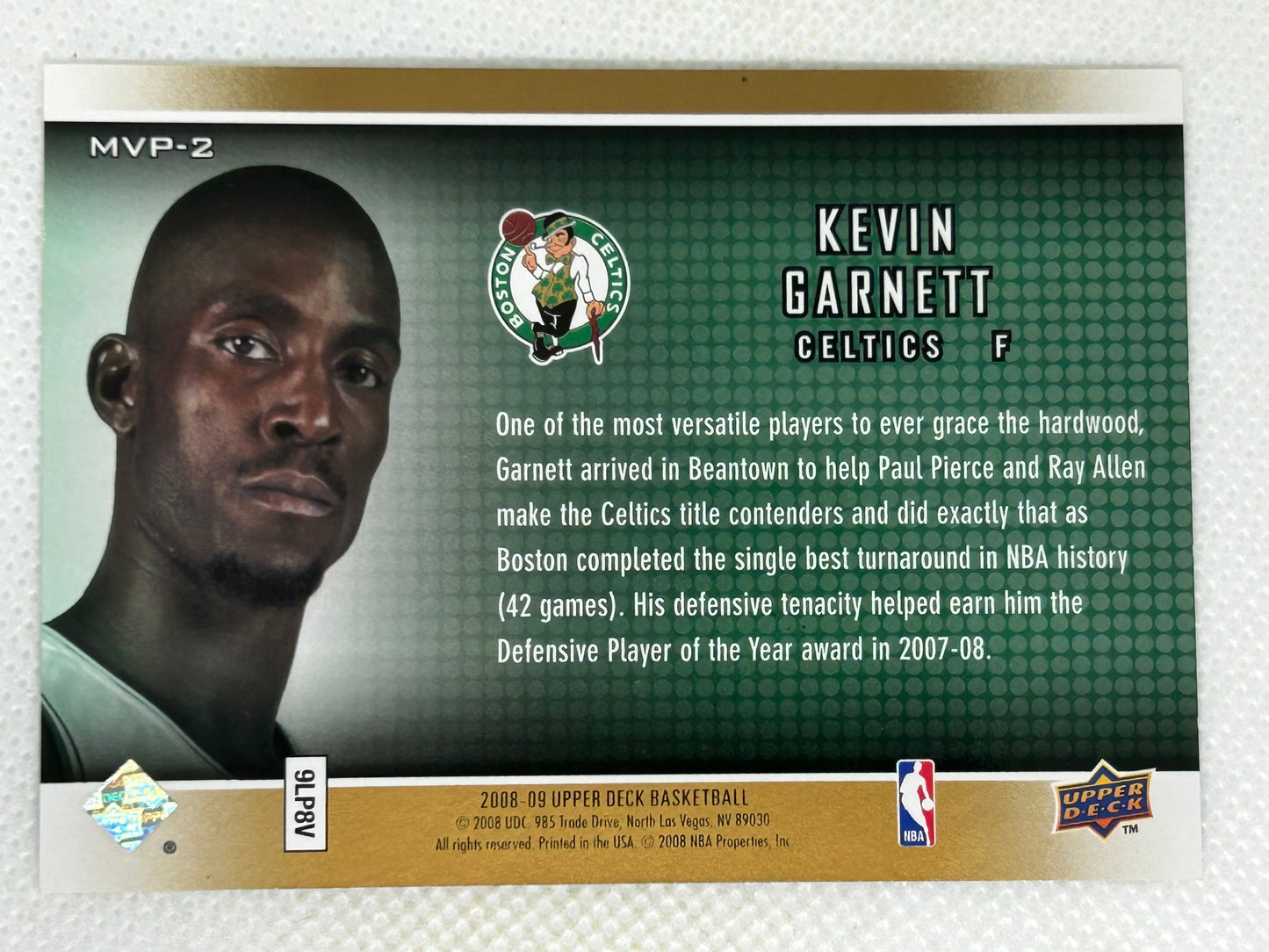 2008-09 Upper Deck Team MVP #MVP-2 Kevin Garnett Boston Celtics