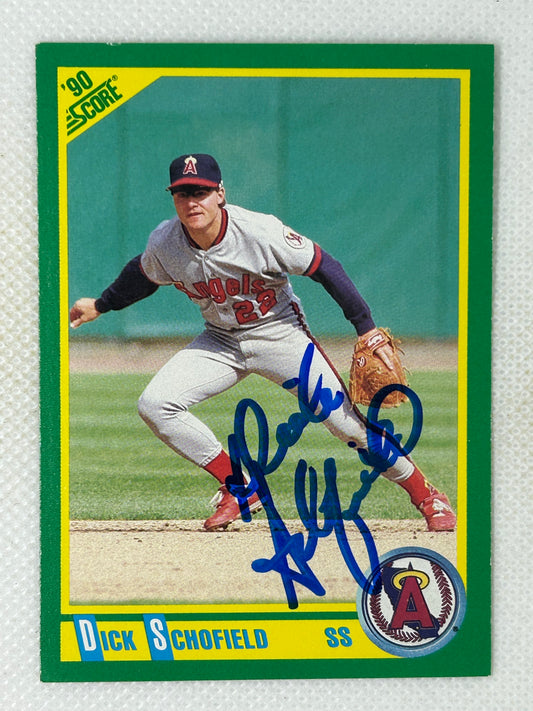 1990 Score Dick Schofield #44 Los Angeles Angels Signed Card