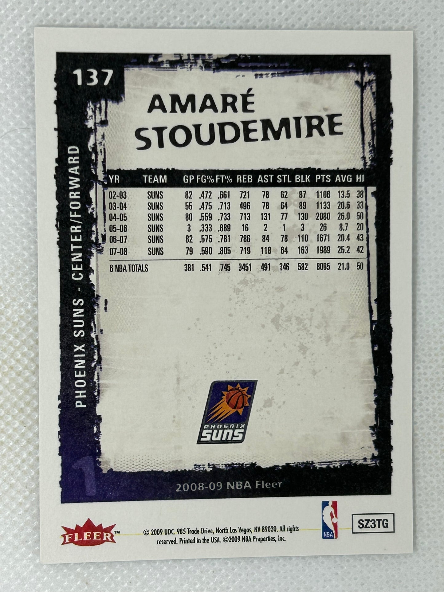 2008-09 Fleer Basketball #137 Amar'e Stoudemire Phoenix Suns