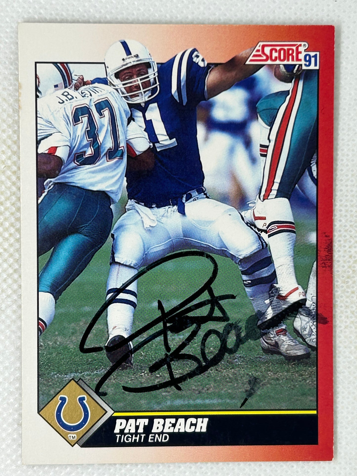 1991 Score Pat Beach #137 Indianapolis Colts Signed Card