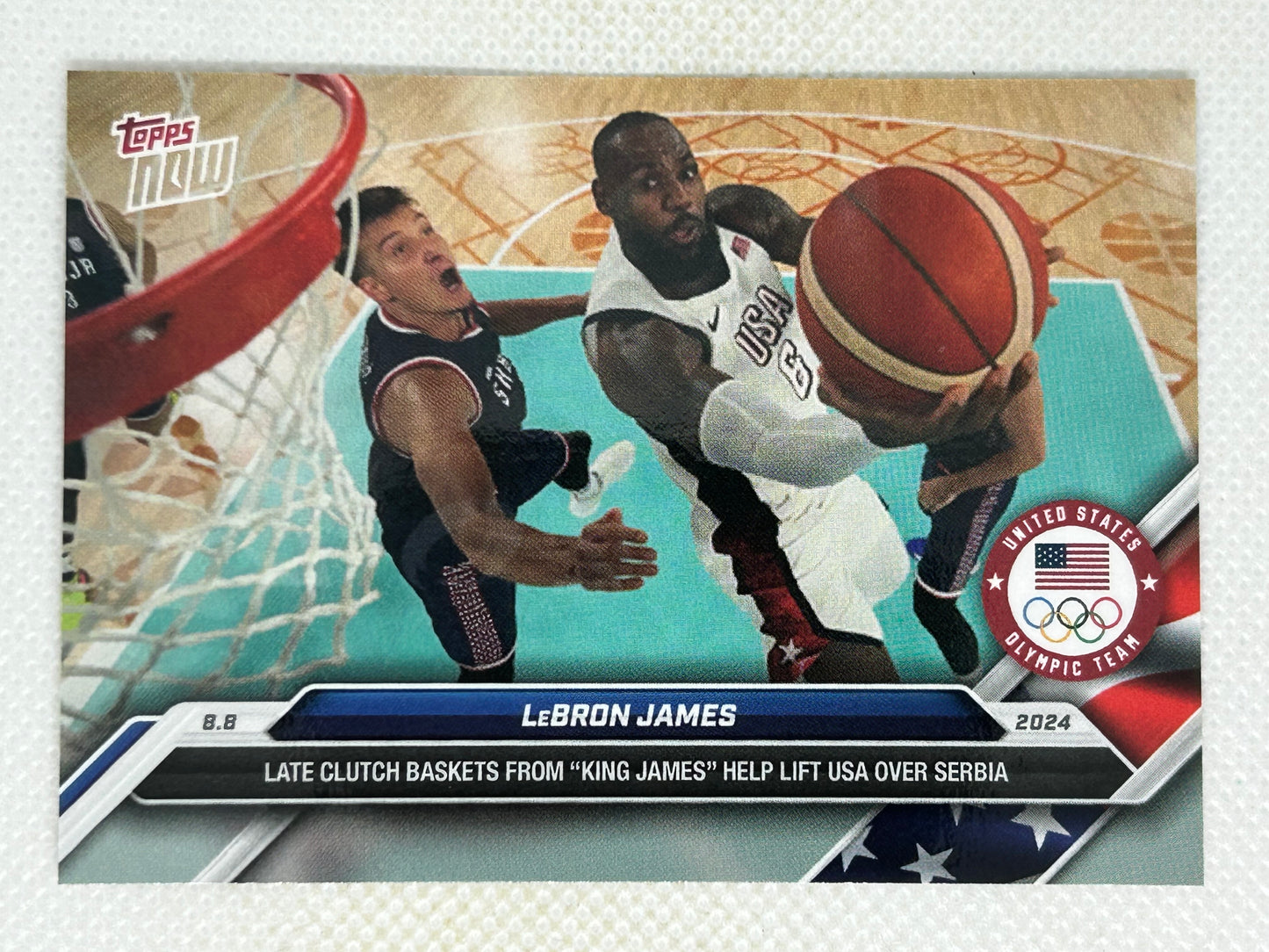 2024 Topps Now Olympics Late Night Clutch Baskets United States vs Serbia #24 LeBron James Team USA