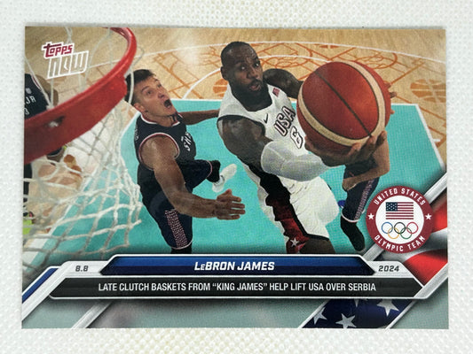2024 Topps Now Olympics Late Night Clutch Baskets United States vs Serbia #24 LeBron James Team USA