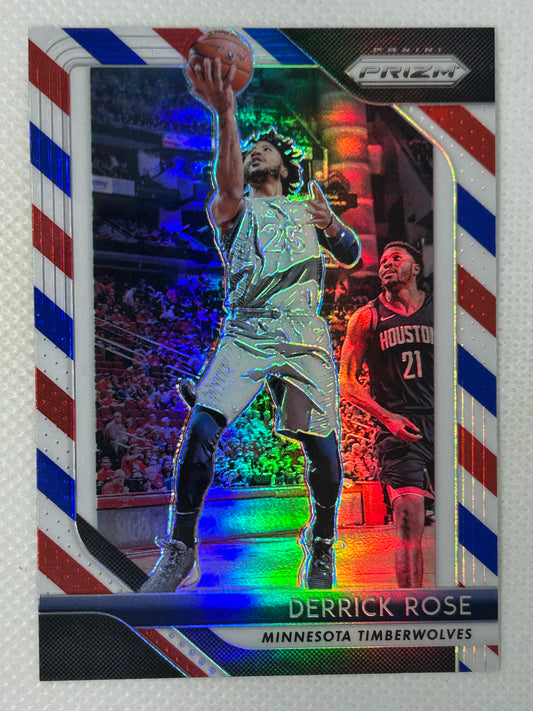 2018-19 Panini Prizm Red White & Blue #77 Derrick Rose Minnesota Timberwolves