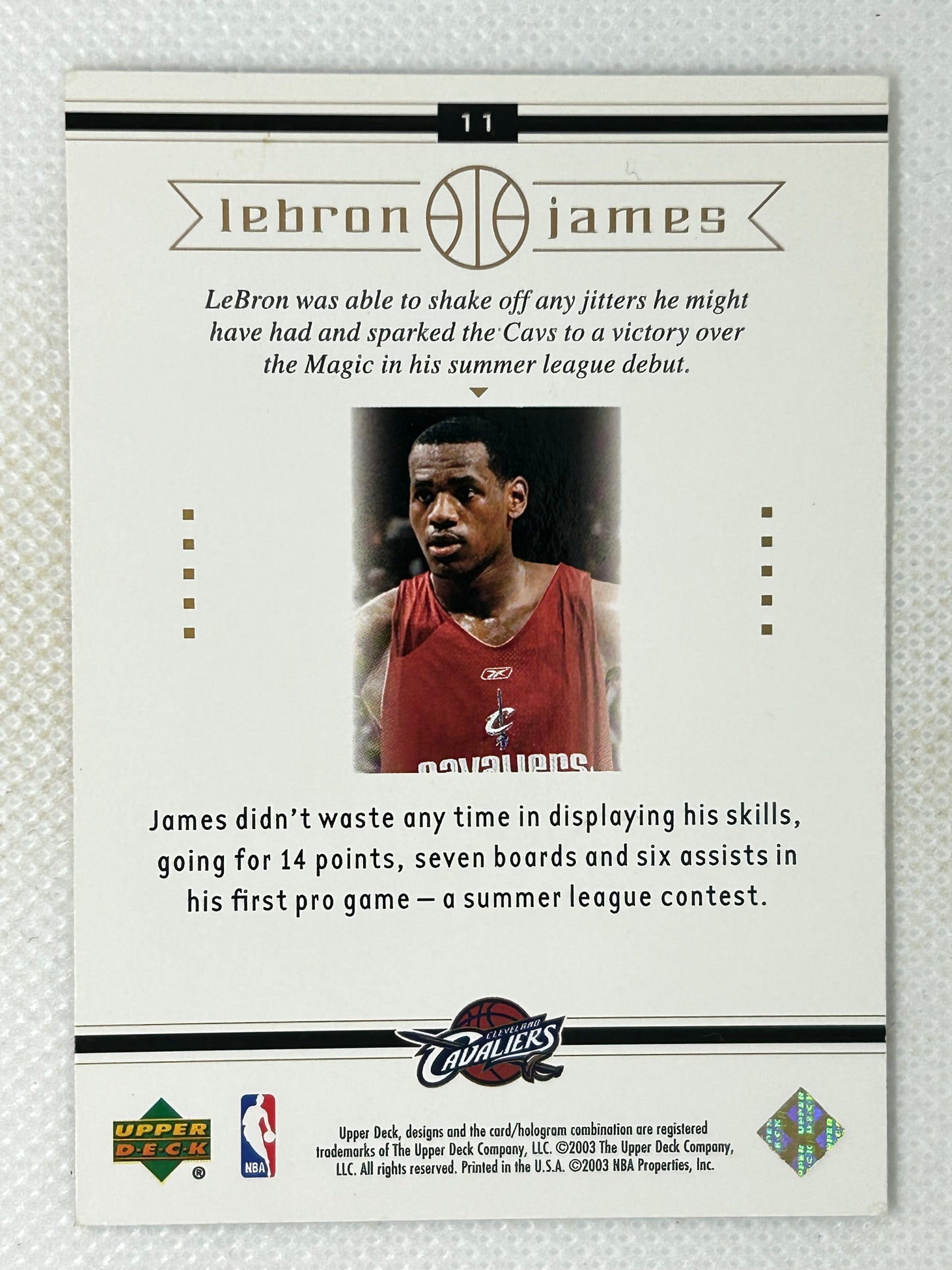 2003-04 Upper Deck Lebron James Box Set Rookie Card #11 Cleveland Cavaliers
