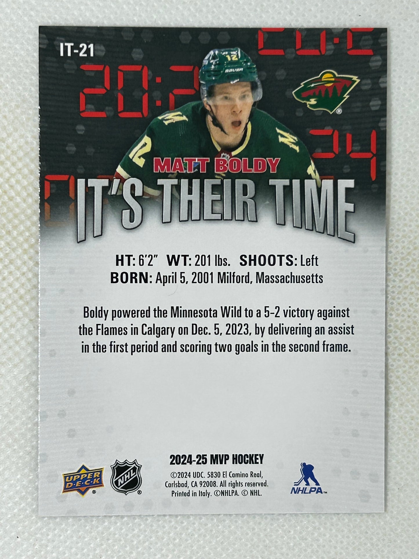 2024-25 Upper Deck MVP - It's Their Time Matt Boldy #IT-21 Minnesota Wild