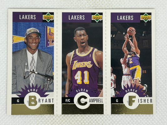 1996-97 Upper Deck Collector's Choice Gold #L1 Kobe Bryant Elden Campbell Derek Fisher Rookie Card Los Angeles Lakers