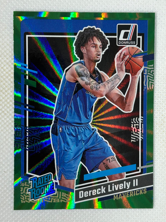 2023-24 Panini Donruss Rated Rookie-Green Lazer #233 Dereck Lively II  Dallas Mavericks