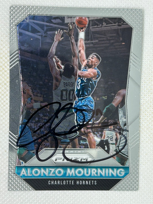 2015-16 Panini Prizm #243 Alonzo Mourning Charlotte Hornets Signed Card