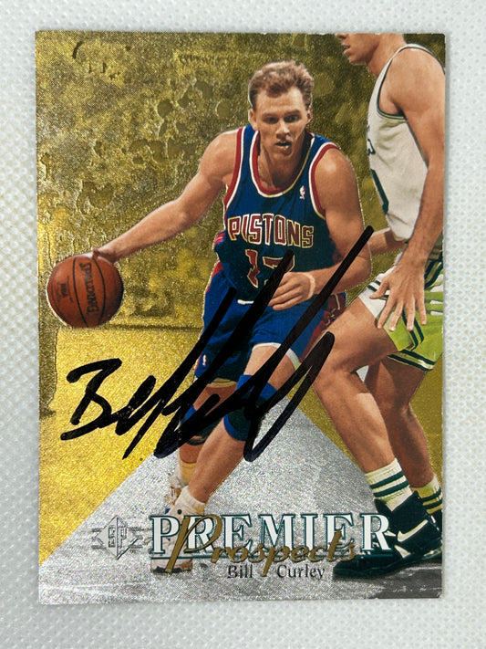 1994-95 SP Premier Prospects Bill Curley #21 Rookie Card Detroit Pistons Signed Card