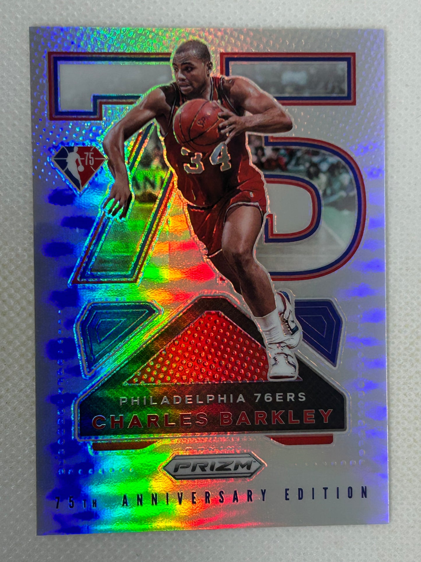 2021-22 Prizm Charles Barkley 75th Anniversary Silver #18 SSP Case Hit Philadelphia 76ers