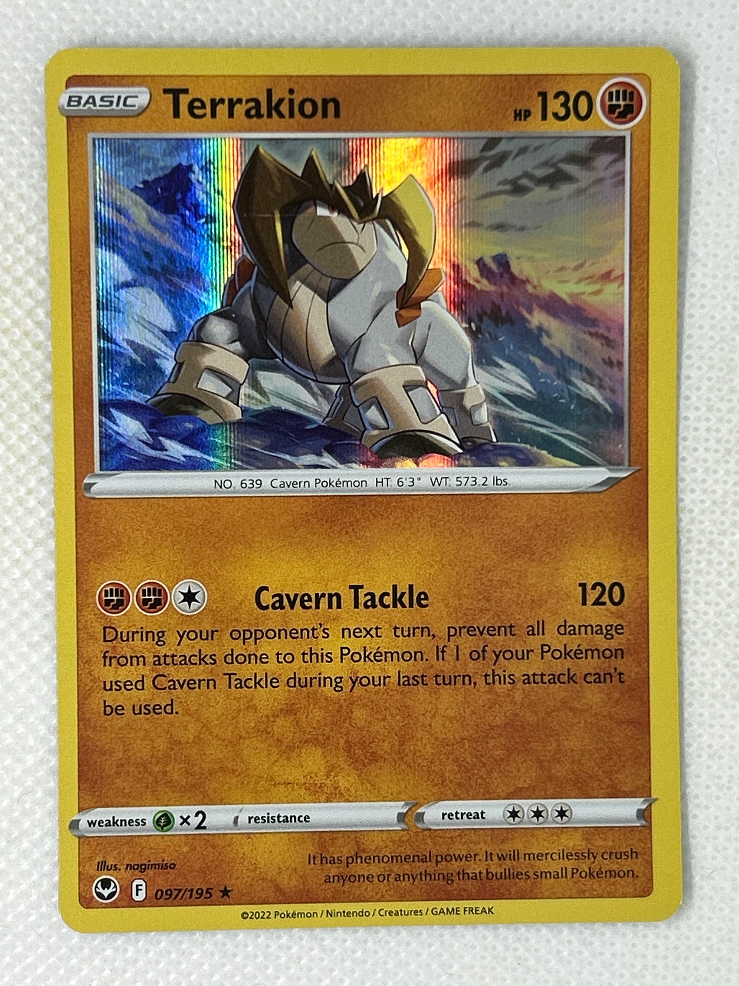 2021 Pokémon Sword & Shield Silver Tempest Holo Rare Terrakion 97/195