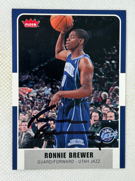 2007-08 Fleer #174 Ronnie Brewer Utah Jazz Signed Card