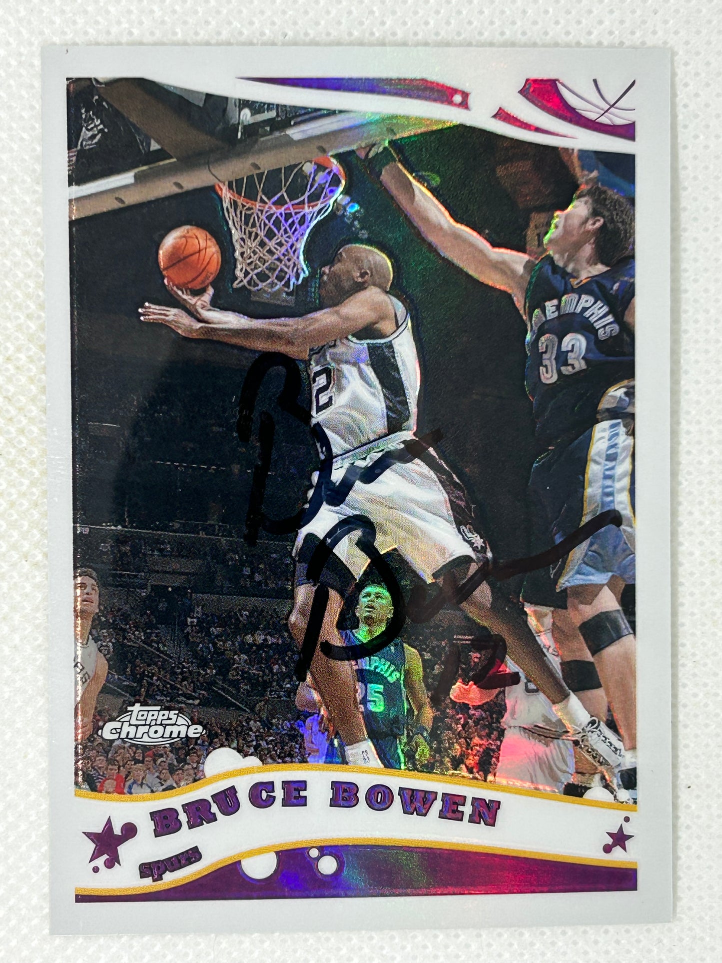 2006-07 Topps Chrome Refractor /999 Bruce Bowen #38 San Antonio Spurs Signed Card