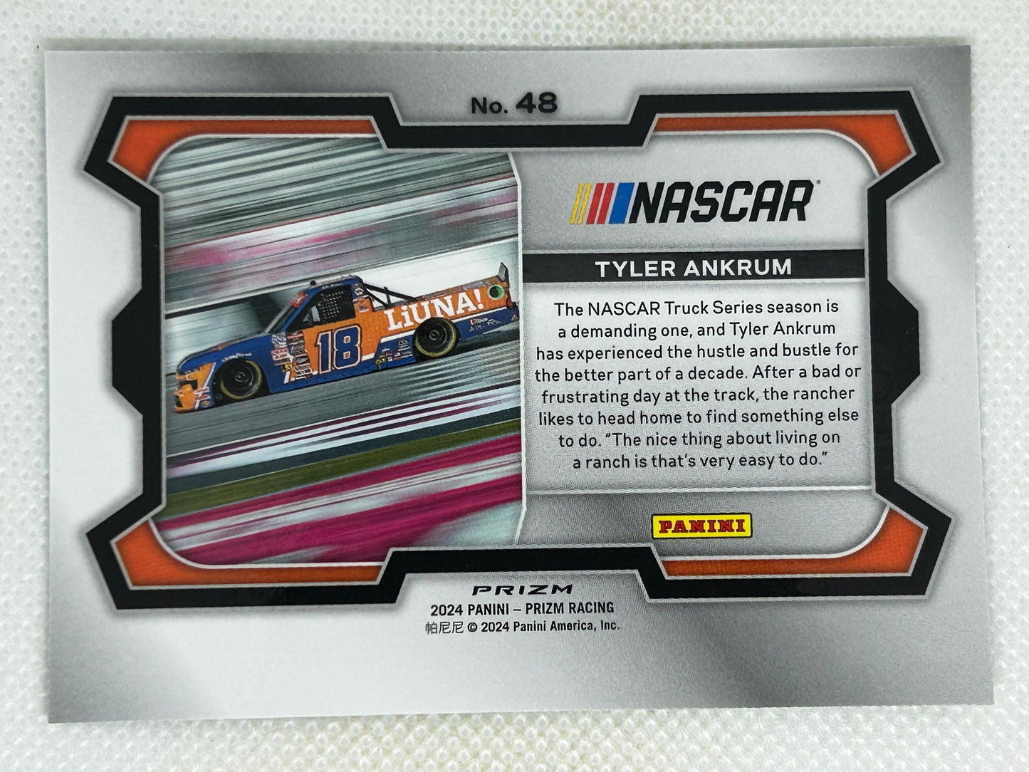 2024 Panini Prizm NASCAR Racing Green Prizm Base Rides Tyler Ankrum #48
