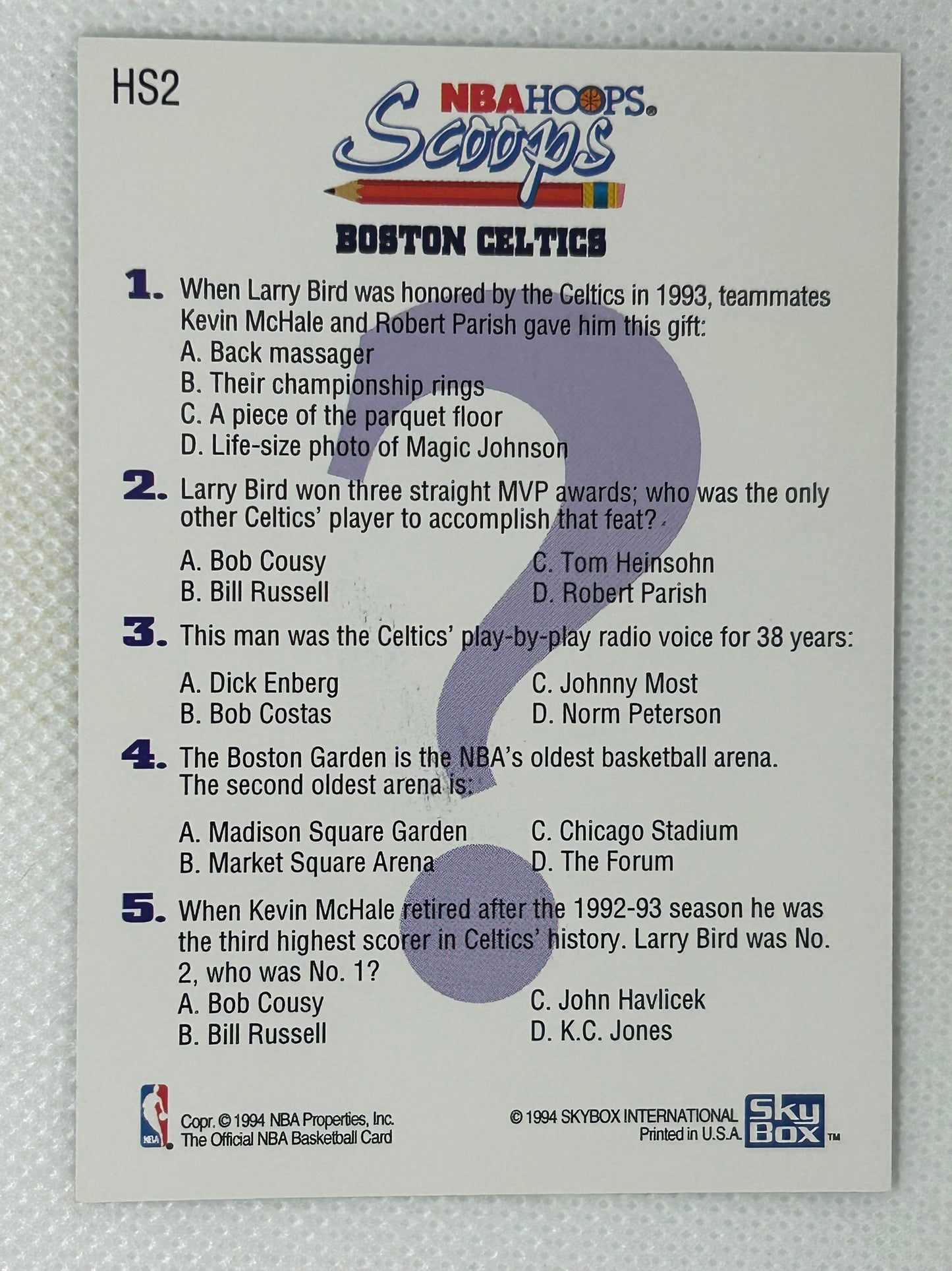 1993 NBA Hoops Scoops #HS2 Robert Parish Boston Celtics Signed Card