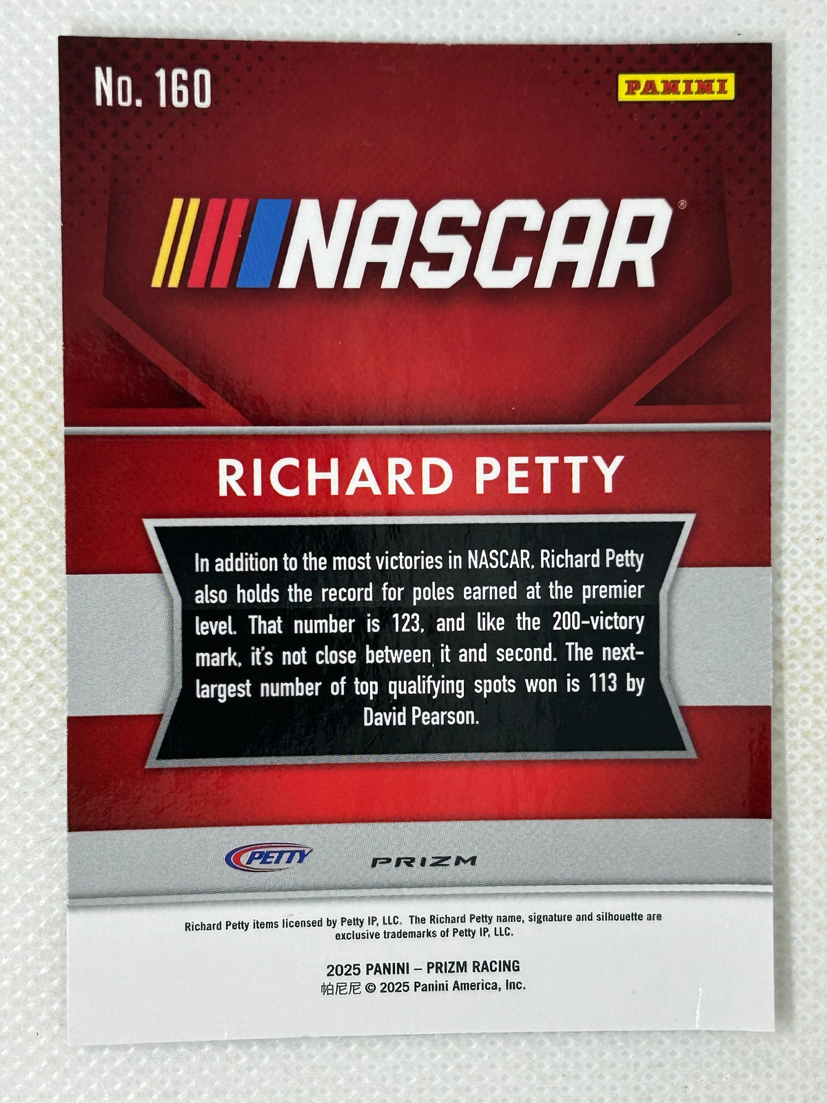 2025 Panini Prizm Silver #160 Richard Petty Signed Card