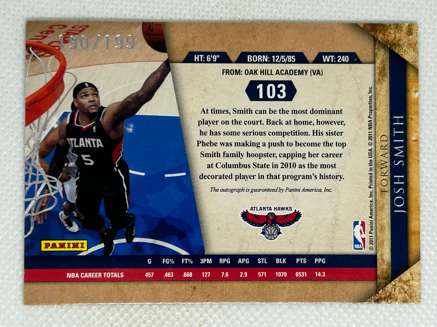 2010-11 Panini Gold Standard Signatures /199 Josh Smith #103 Atlanta Hawks