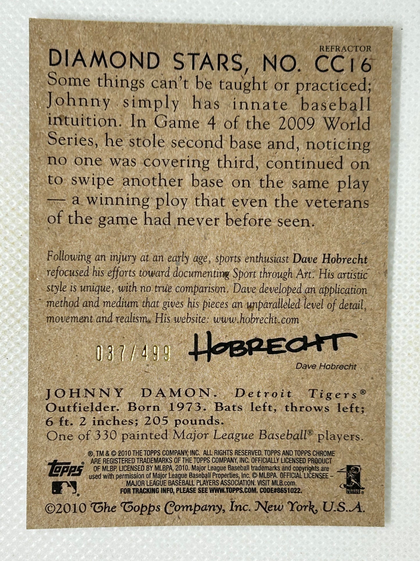 2010 Topps Chrome National Chicle Refractor #CC16 /499 Johnny Damon Detroit Tigers Signed Card