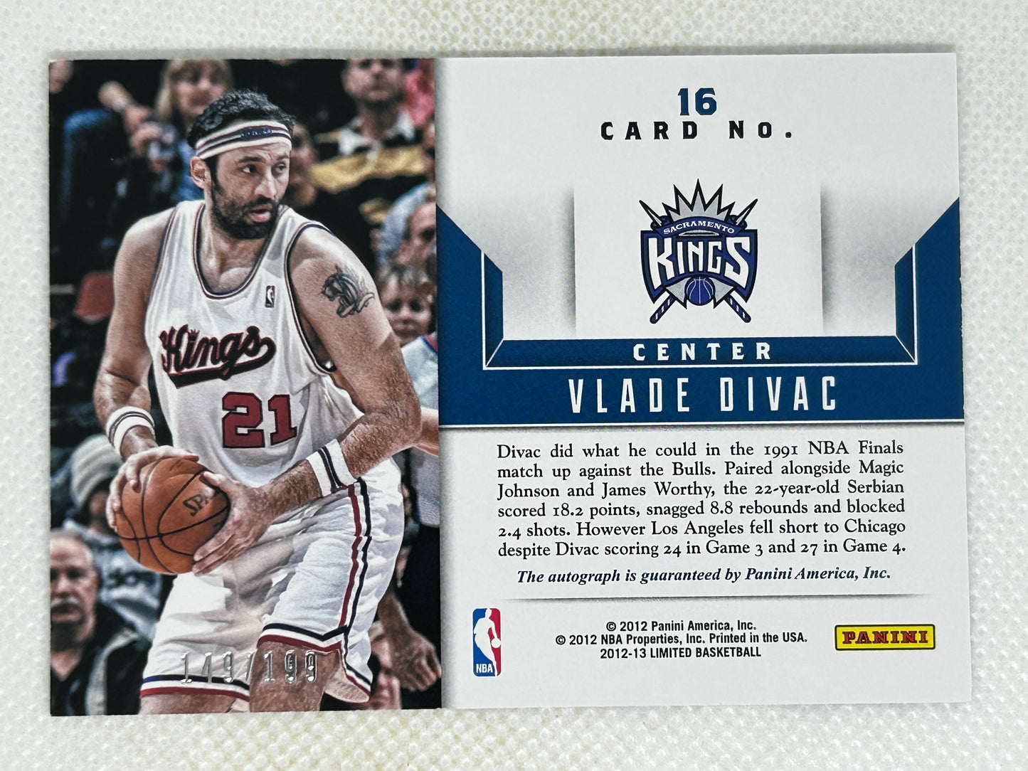 2012-13 Panini Limited Masterful Marks #16 Autograph /199 Vlade Divac Sacramento Kings