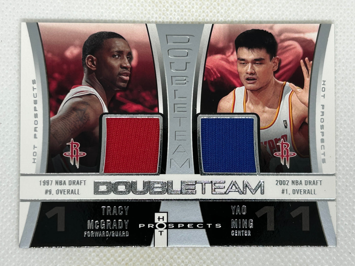2006-07 Fleer Hot Prospects DoubleTeam All-Star Game Used Dual Relic /50 Tracy McGrady Yao Ming #DT-MM Houston Rockets