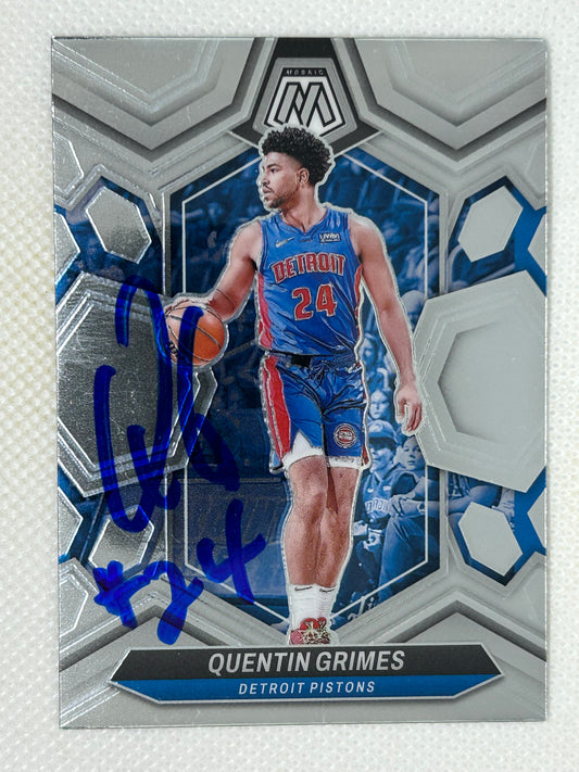 2023-24 Panini Mosaic Quentin Grimes #37 Detroit Pistons Signed Card