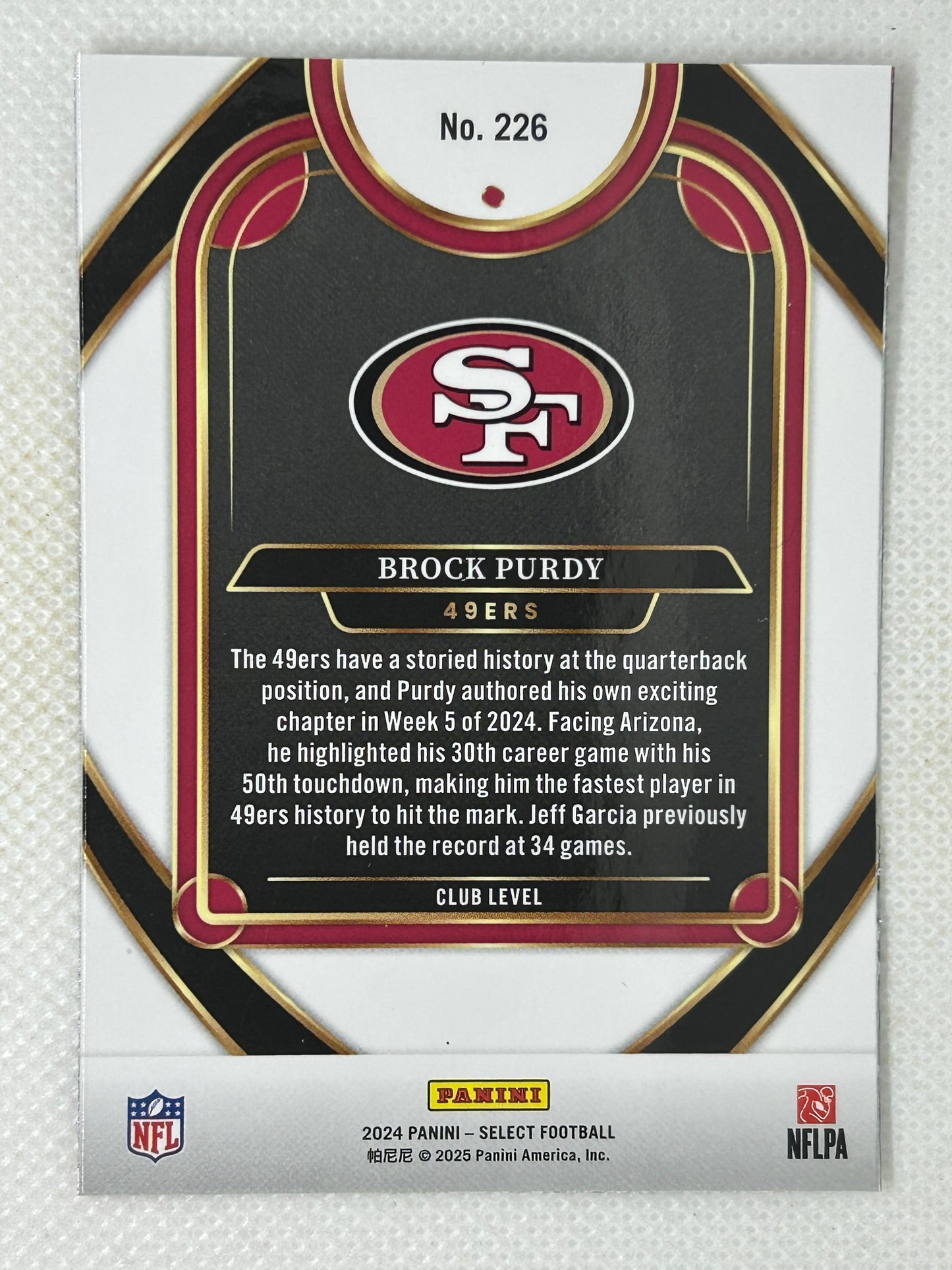 2024 Panini Select #226 Brock Purdy San Francisco 49ers