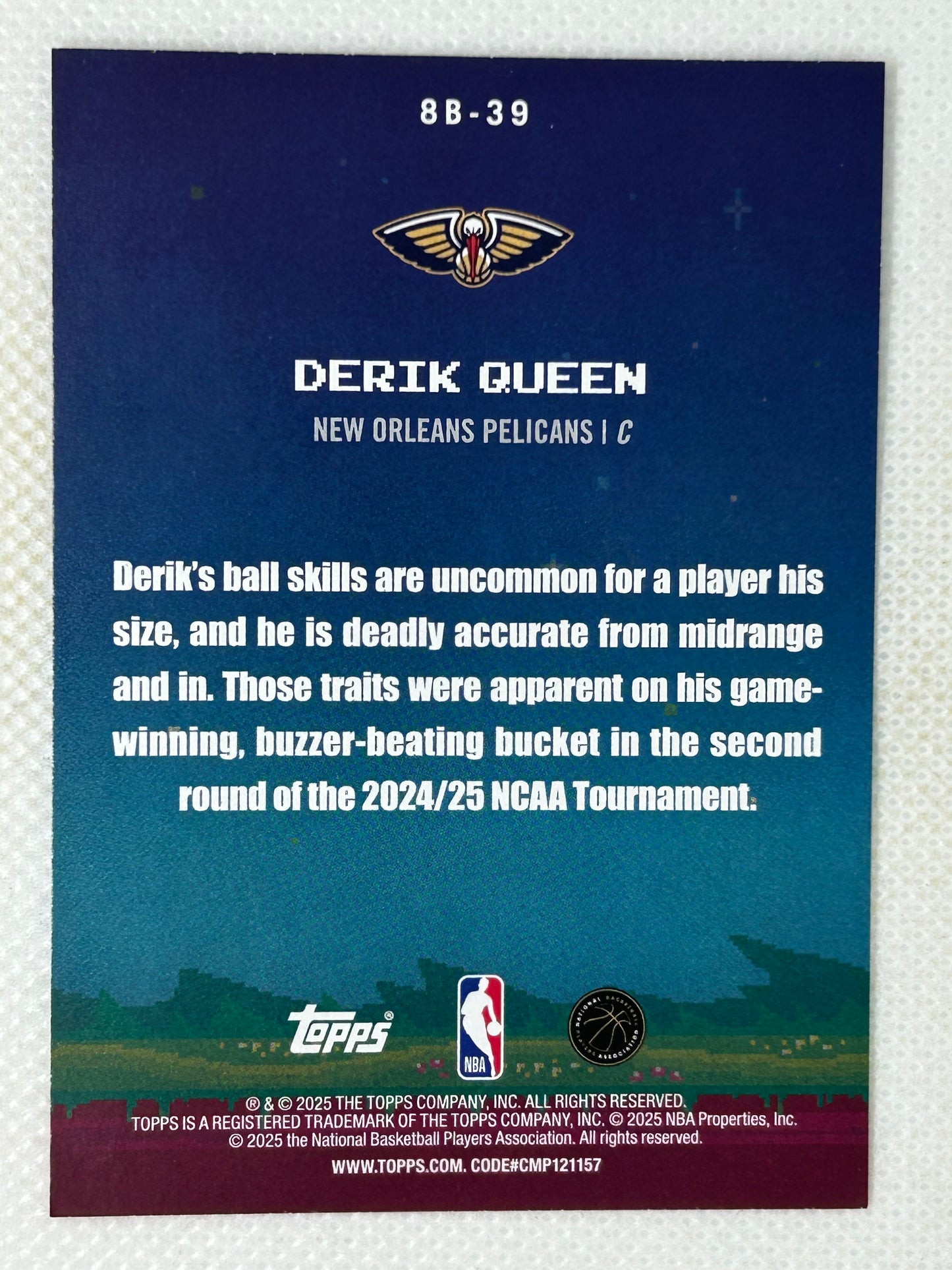 2025-26 Topps 8-Bit Ballers Rookie #8B-39 Derik Queen New Orleans Pelicans