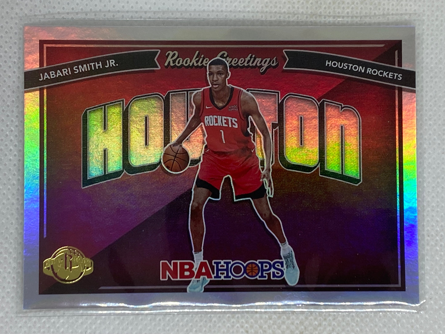 2022-23 NBA Hoops Jabari Smith Jr Rookie Greetings Holo Rookie Card Houston Rockets #3