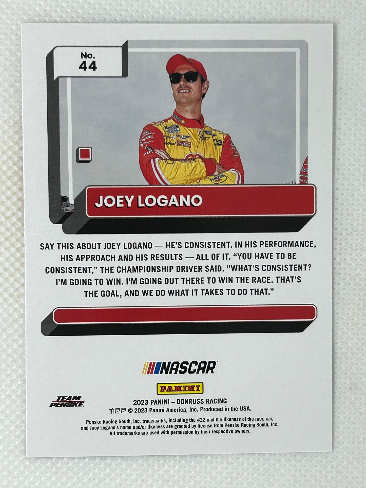 2023 Panini Donruss NASCAR Racing Joey Logano #44