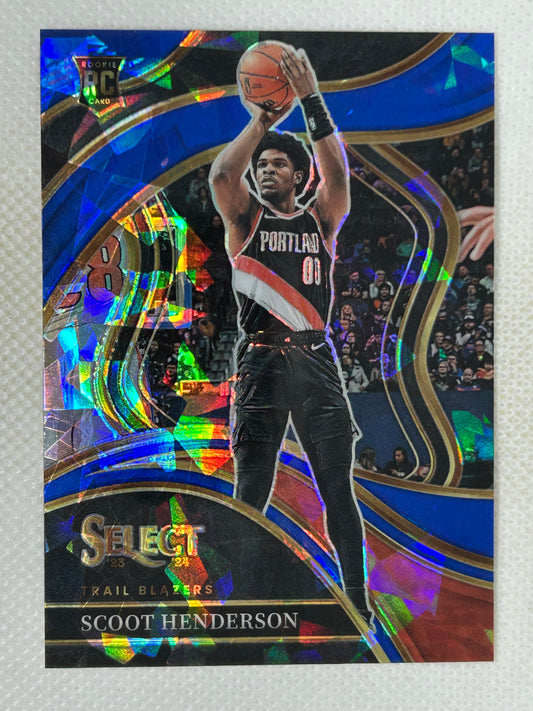 2023-24 Panini Select Courtside Blue Cracked Ice Prizm Rookie Card Scoot Henderson #269 Portland Trailblazers