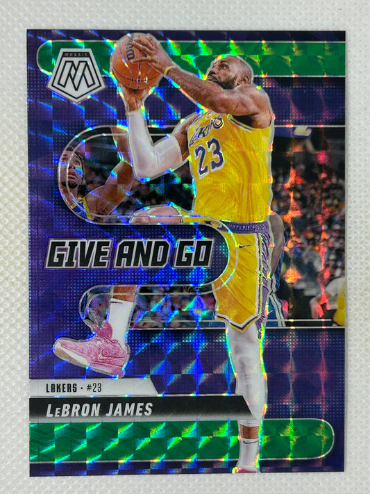 2022-23 Panini Mosaic Green Mosaic Prizm Give and Go LeBron James #3 Los Angeles Lakers