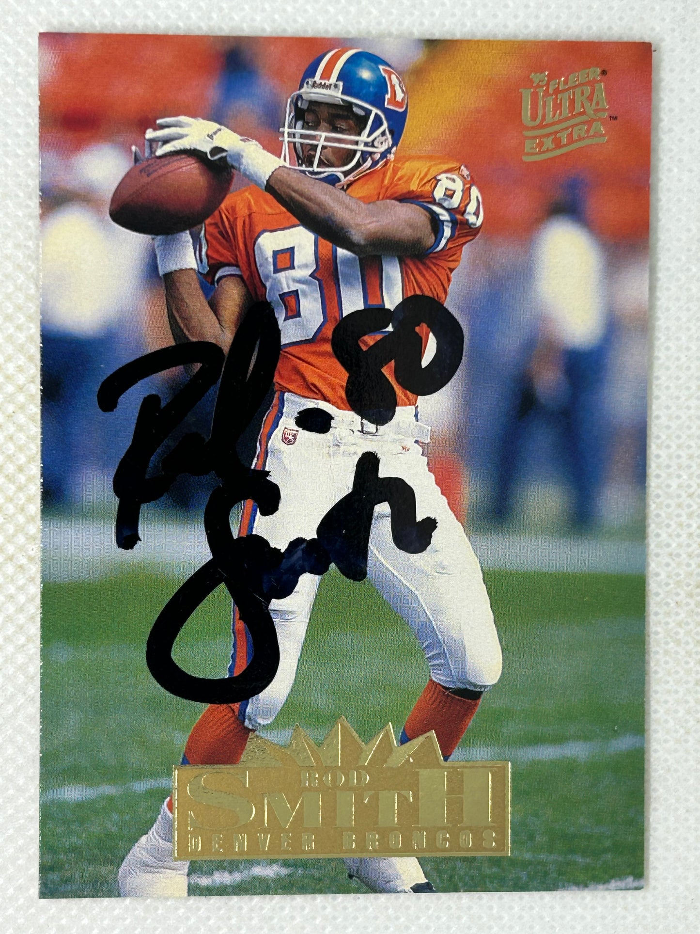 1995 Fleer Ultra Extra Rod Smith Rookie Card Denver Broncos RC #369 Signed Card