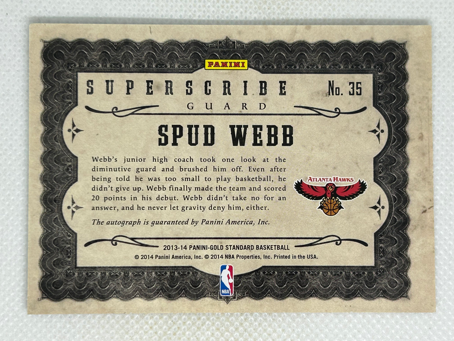 2013-14 Panini Gold Standard Superscribe Autograph /299 Spud Webb #35 Atlanta Hawks