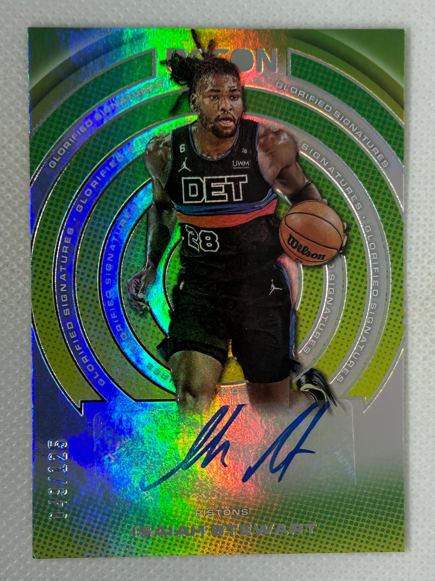 2022-23 Panini Recon Glorified Signatures Green Autograph #GS-ISW /125 Isaiah Stewart Detroit Pistons