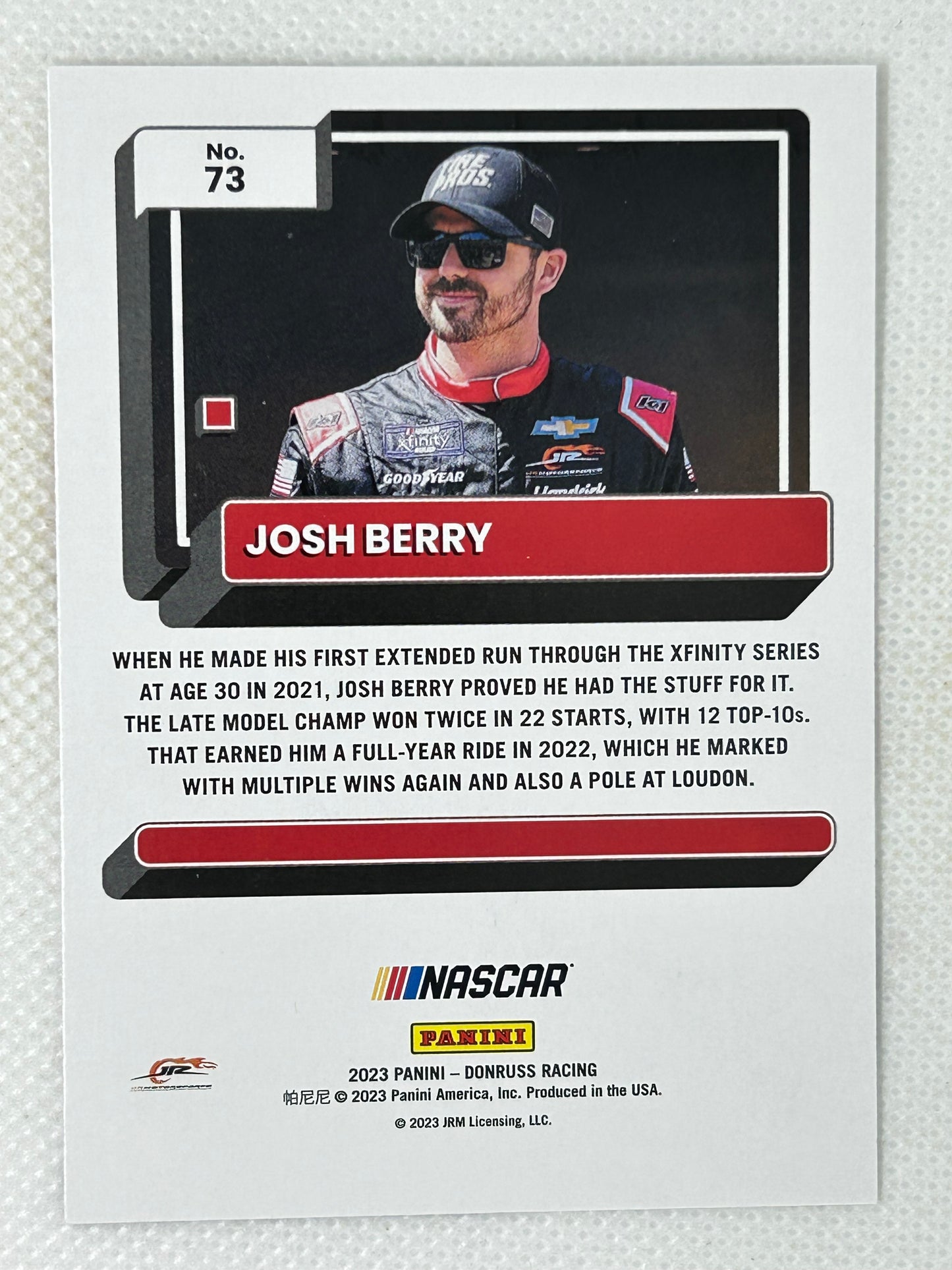 2023 Panini Donruss Josh Berry #73 NASCAR Signed Card
