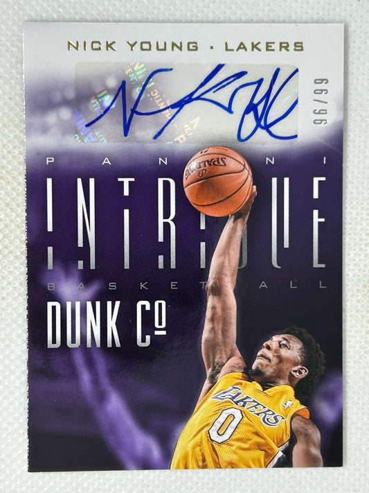 2013-14 Panini Intrigue Dunk Company Signatures Gold #60 Nick Young /99 Los Angeles Lakers