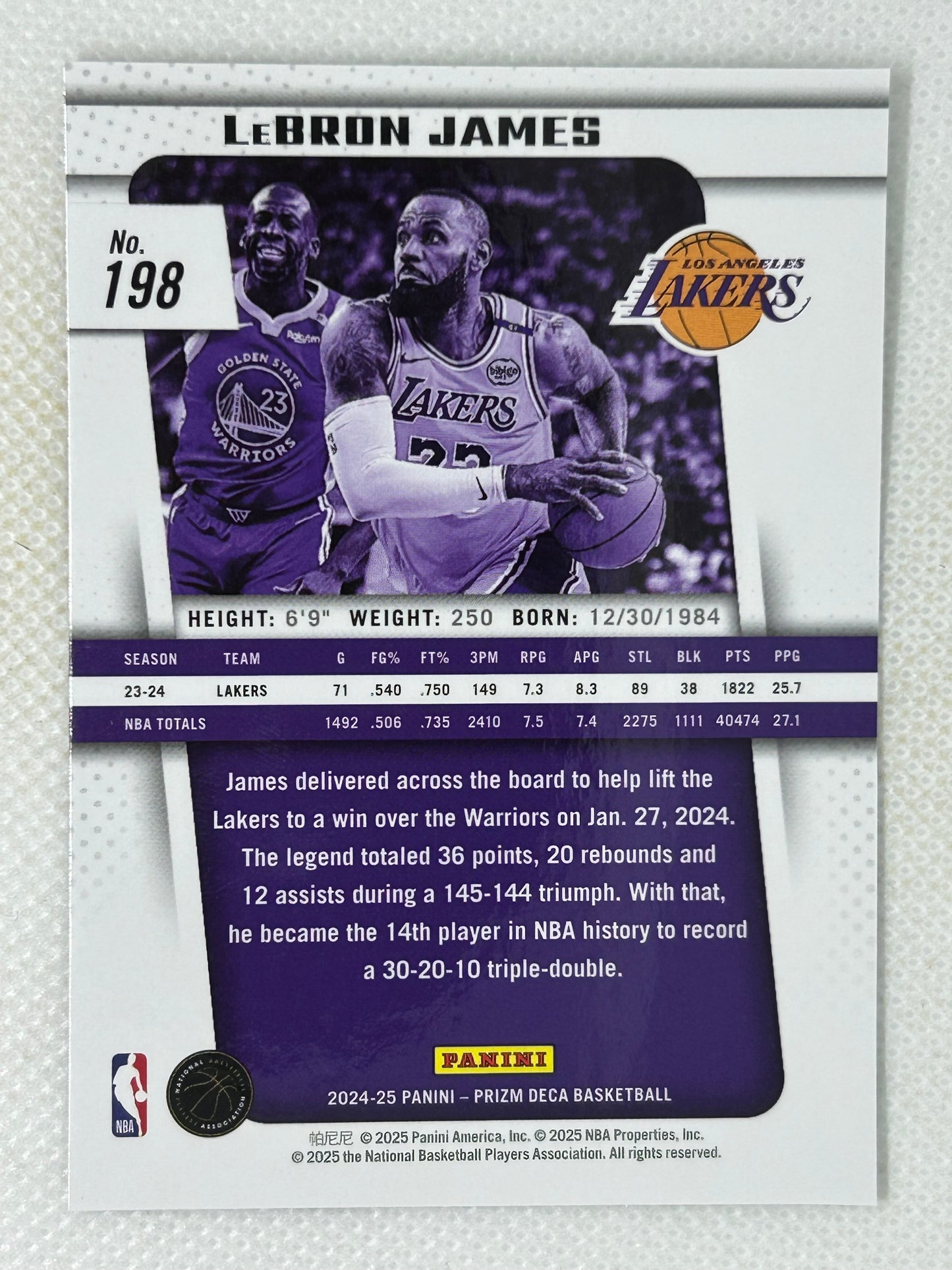 2024-25 Panini Prizm Deca #198 LeBron James Los Angeles Lakers