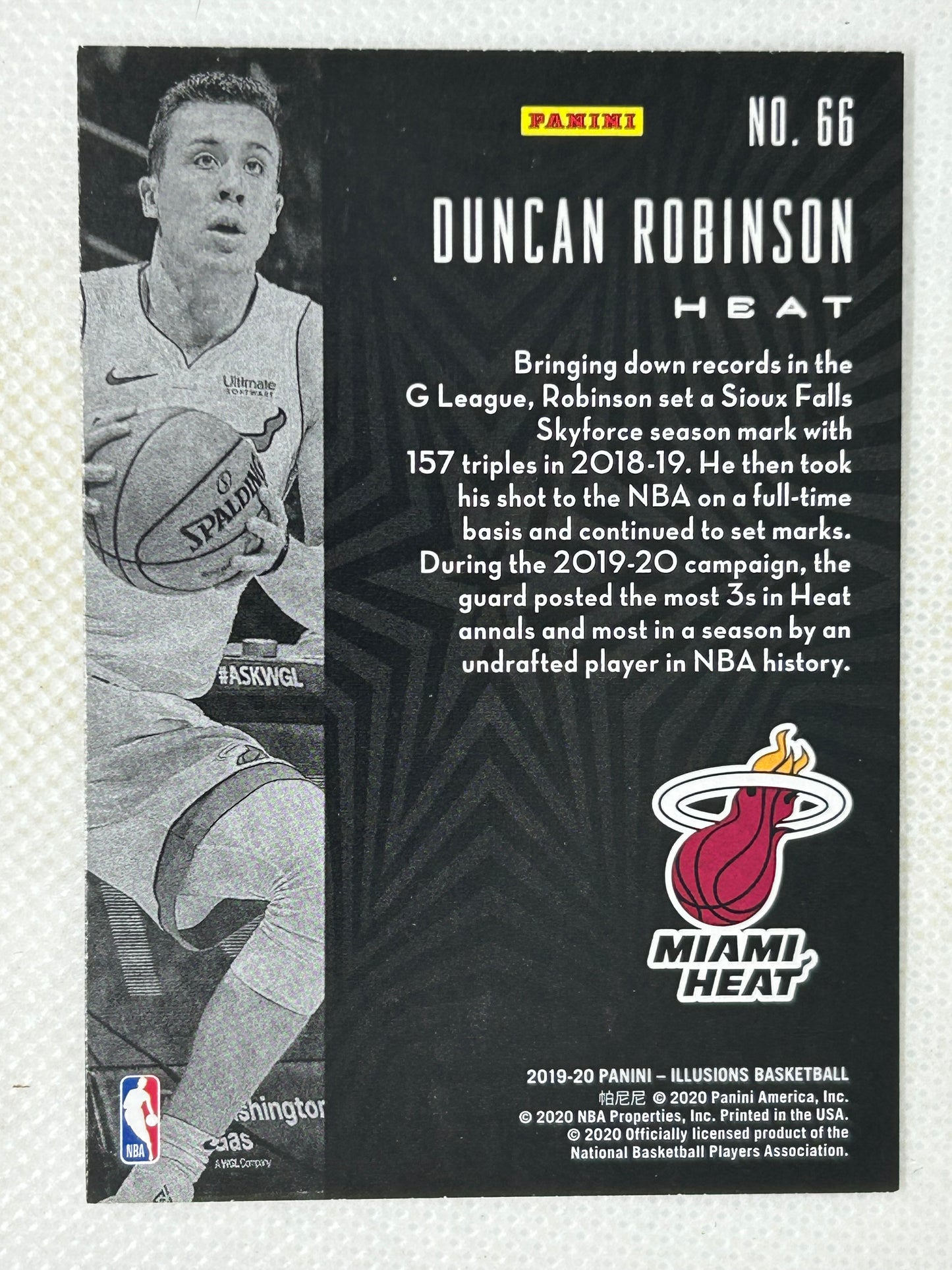 2019-20 Panini Illusions Duncan Robinson Rookie Card #66 Miami Heat Signed Card