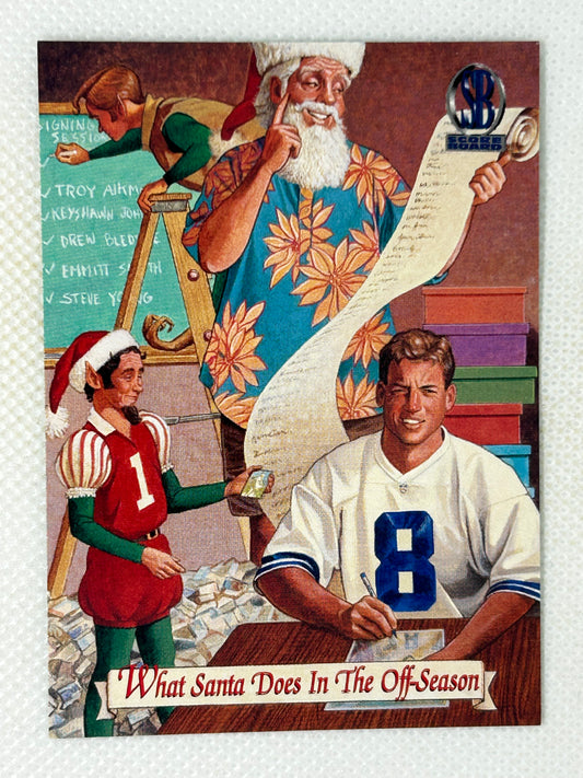 1996 Score Board Santa Claus What Santa Does in The Offseason Troy Aikman Dallas Cowboys