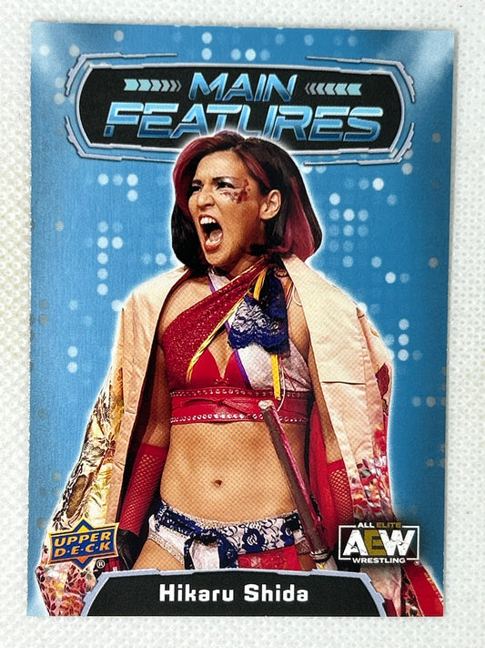 2022 Upper Deck AEW Wrestling Main Features Blue Parallel Hikaru Shida #MF-35