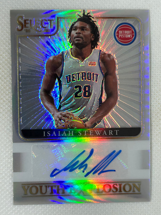 2020-21 Panini Select Youth Explosion Silver Prizm Rookie Autograph #YES-IST Isaiah Stewart Detroit Pistons