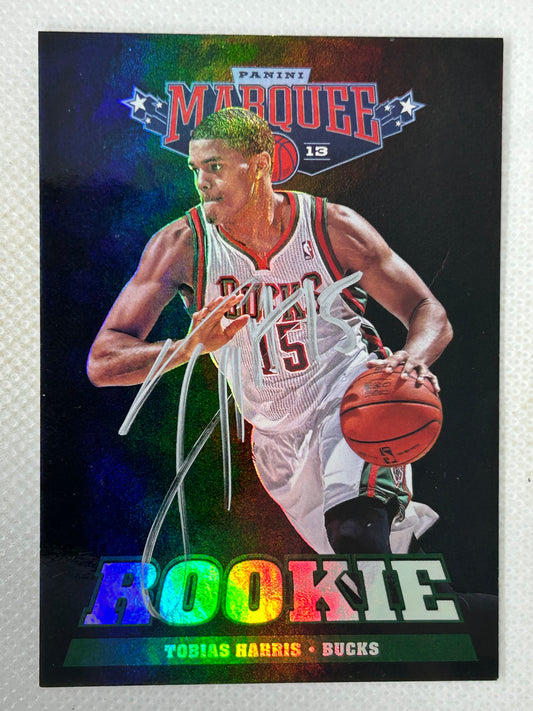 2012-13 Panini Marquee Black Rookie Card Holo #264 Tobias Harris Milwaukee Bucks Signed Card
