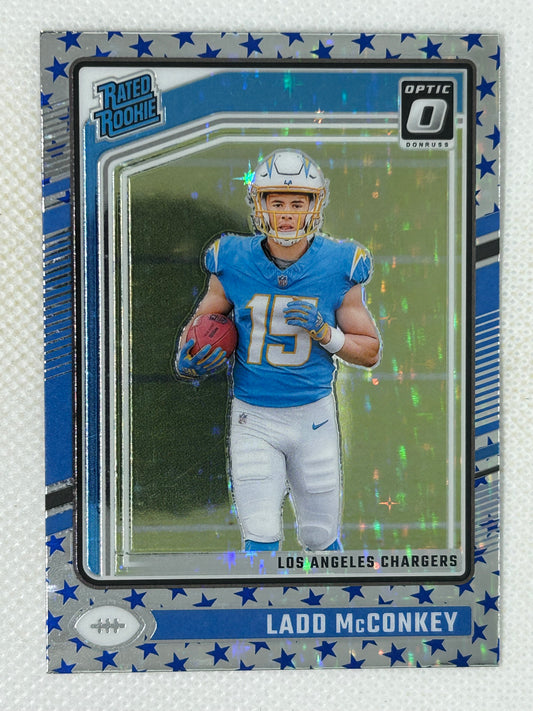 2024 Panini Donruss Optic Rated Rookie Stars Prizm Ladd McConkey #266 Los Angeles Chargers