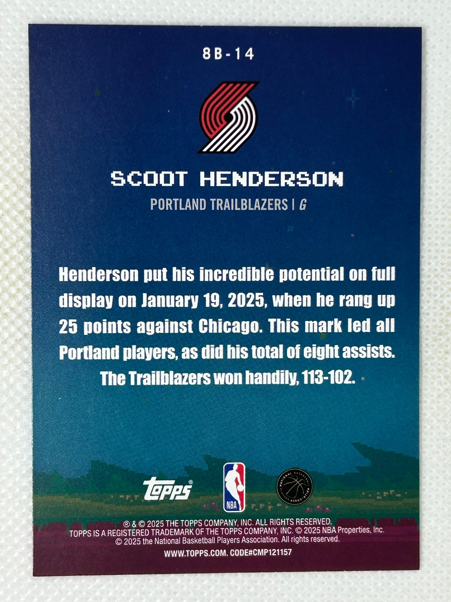 2025-26 Topps Basketball 8-Bit Ballers Scoot Henderson #8B-14 Portland Trailblazers