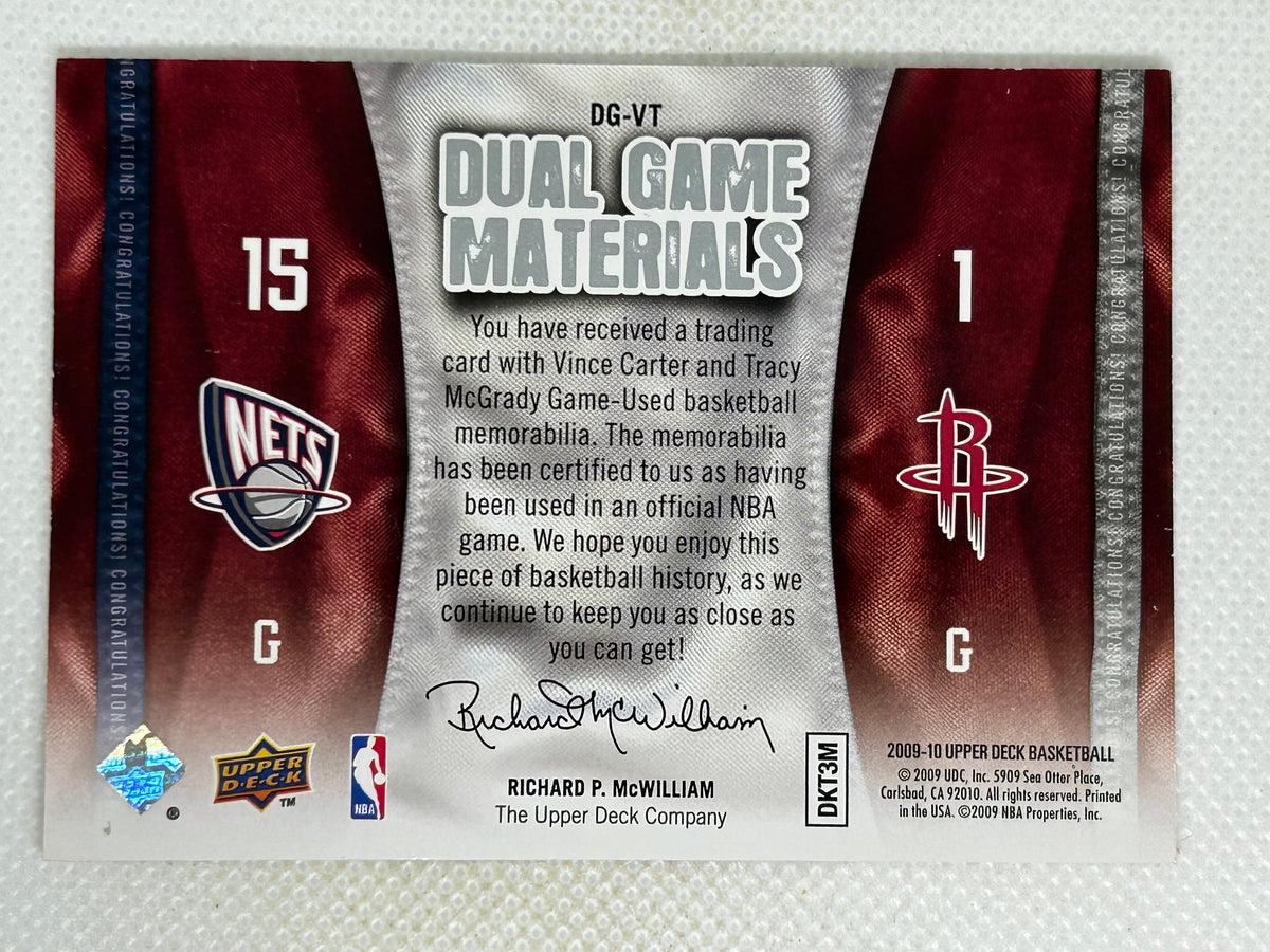 2009-10 Upper Deck Dual Game Materials #DG-VT Vince Carter Tracy McGrady