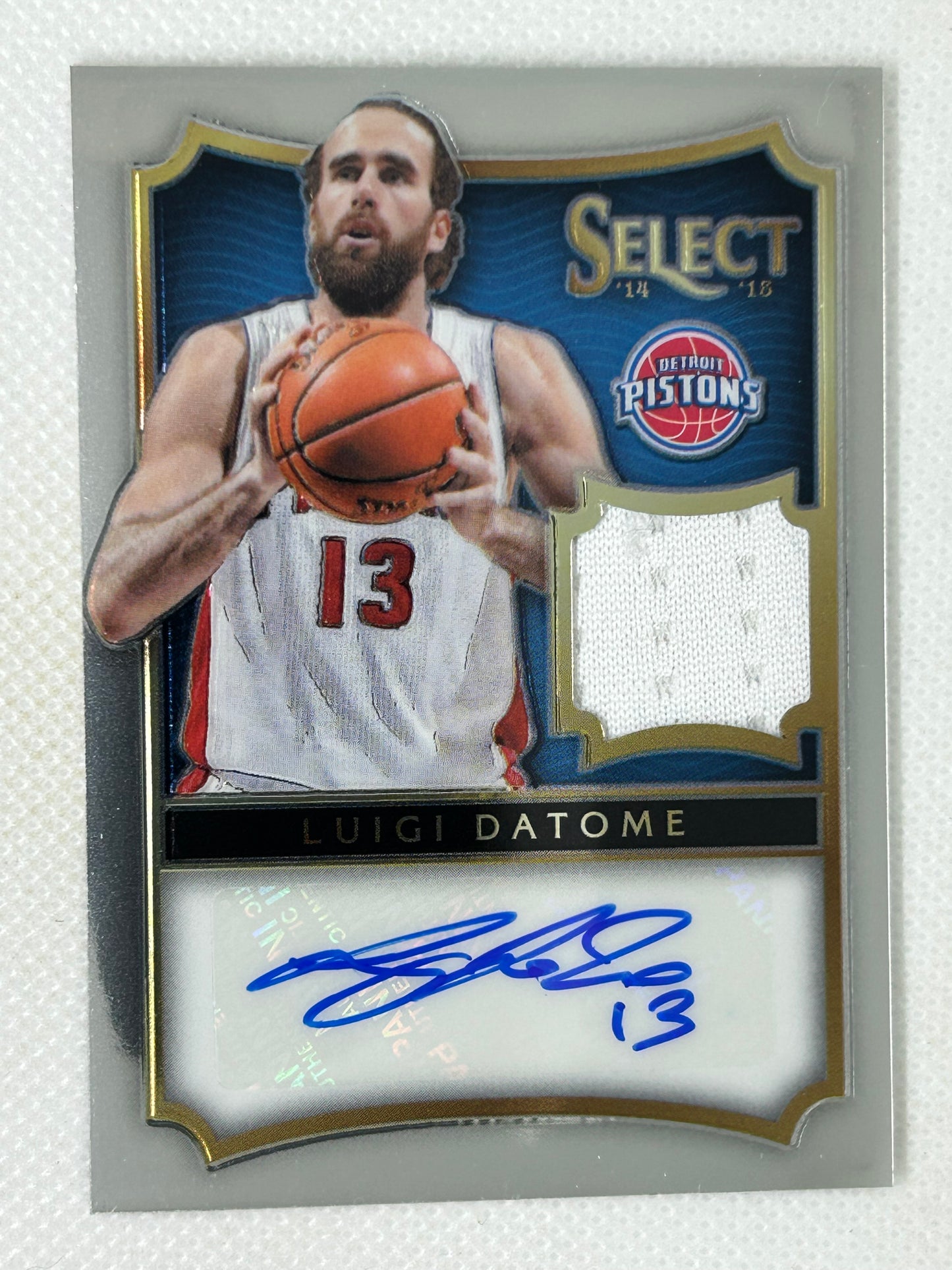 2014-15 Panini Select White Jersey Autograph /199 Luigi Datome #17 Detroit Pistons