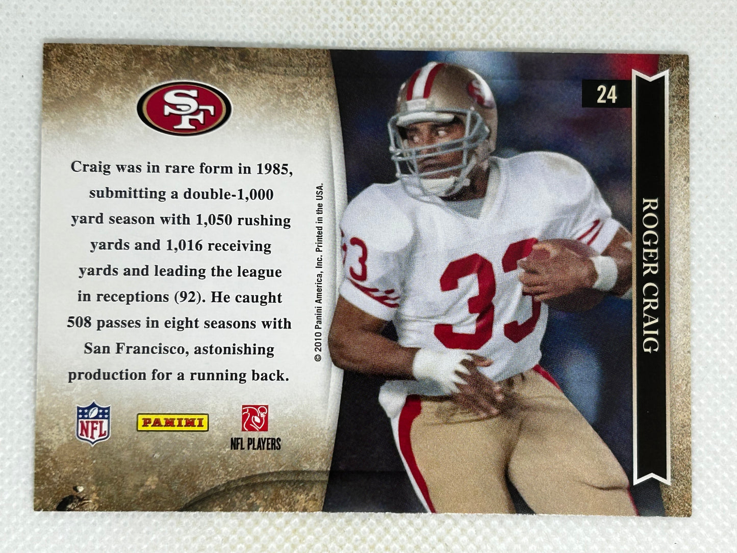 2010 Panini Absolute Memorabilia NFL Icons Roger Craig #24 San Francisco 49ers Signed Card